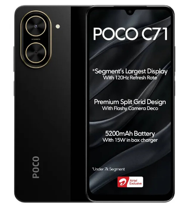 موبایل شیائومی Poco C71 حافظه 128 گیگابایت و رم4 گیگابایت رنگمشکی